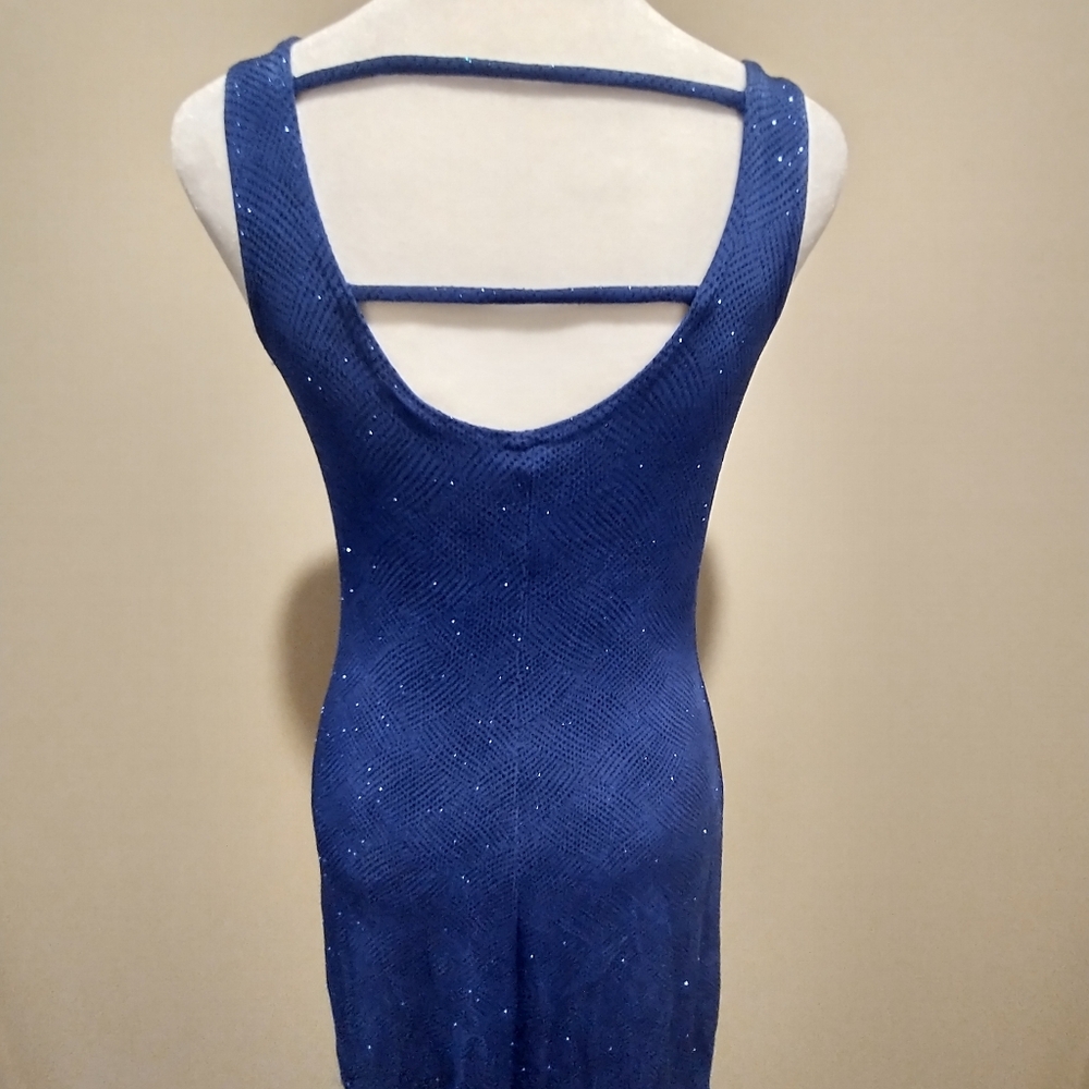 Blue Sparkle Sleeveless Mini Dress - Picture 4 of 6